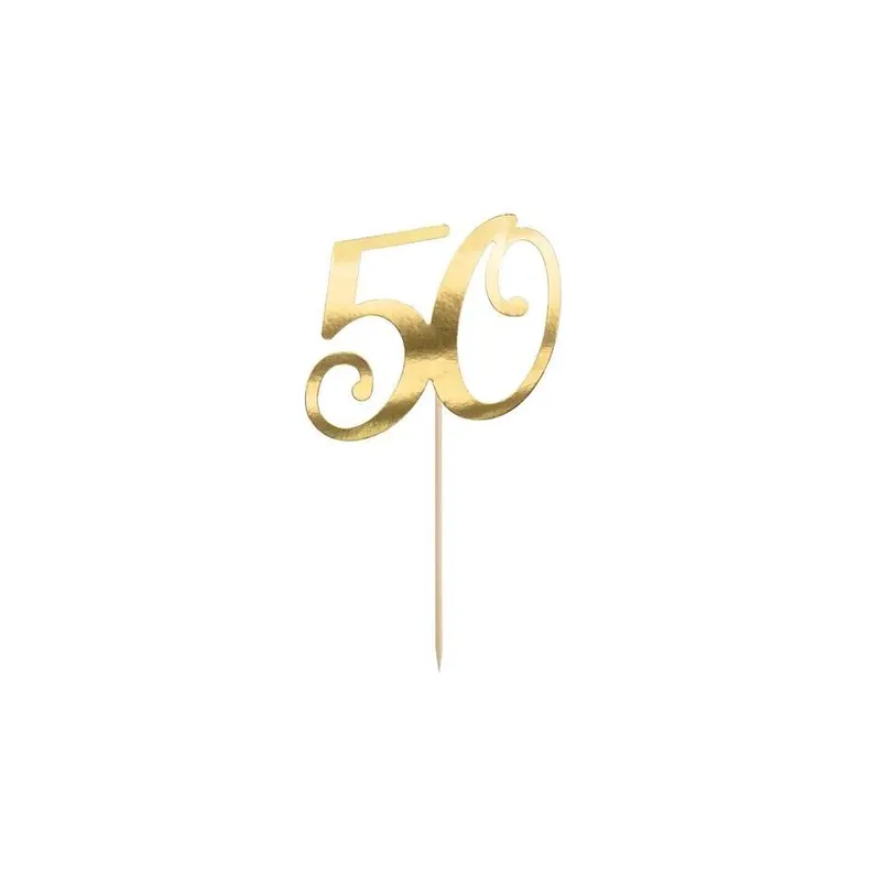 Partydeco 50 Karton mit Holzspiess Gold