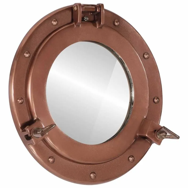 Miroir en forme de hublot mural Ø30 cm aluminium et verre