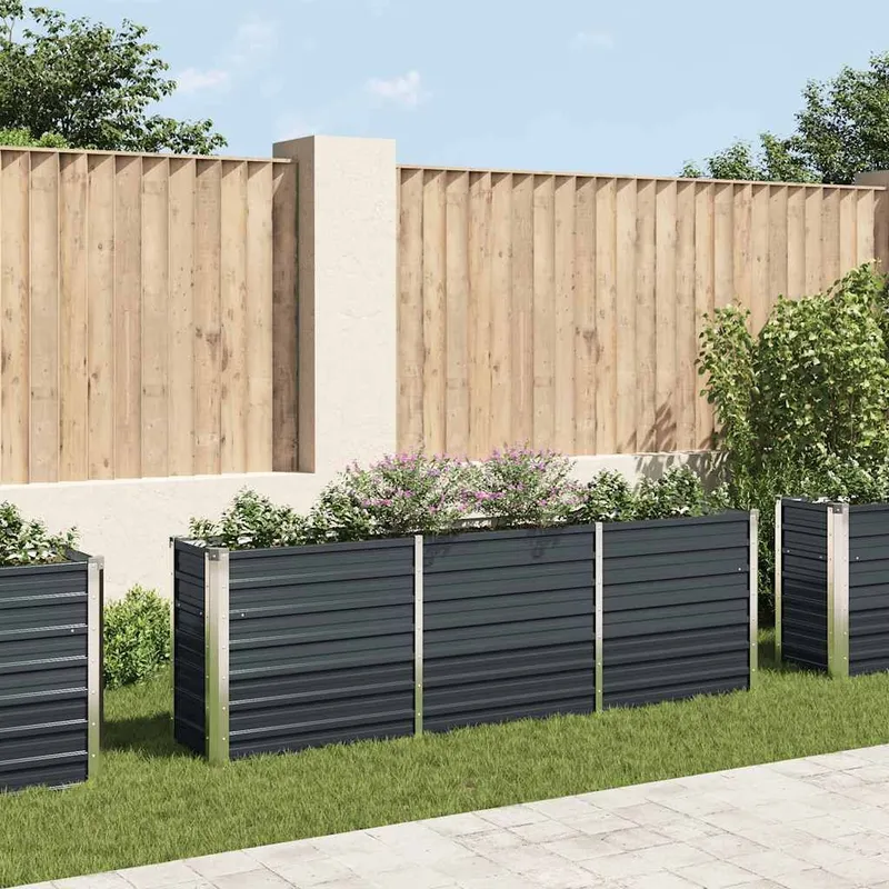Garten-Hochbeet Verzinkter Stahl 240 x 40 x 77 cm Anthrazit