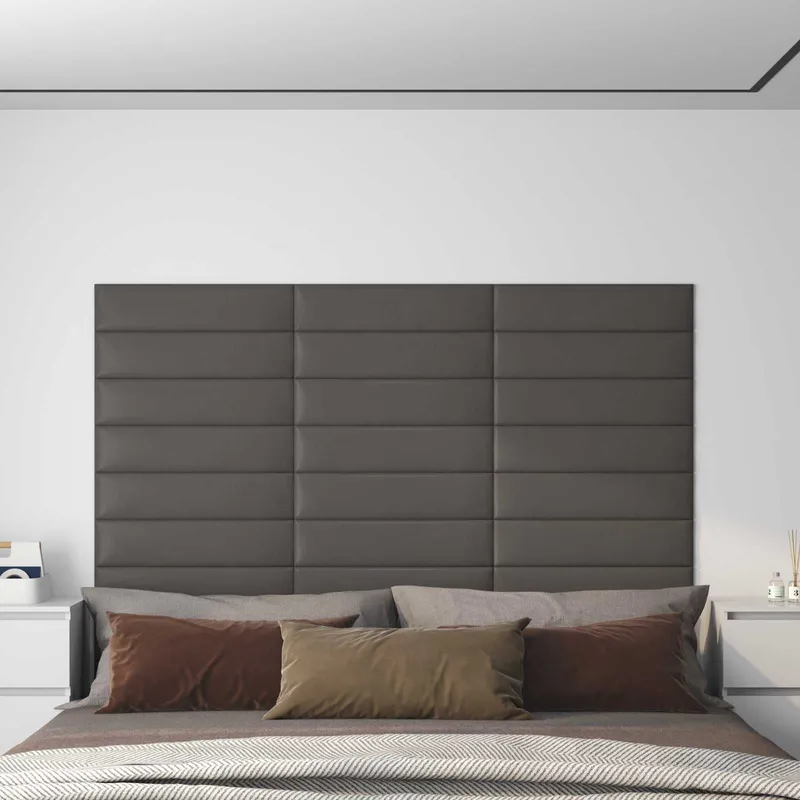 Tête de lit murale 12 pc 60 x 15 cm Gris tissu