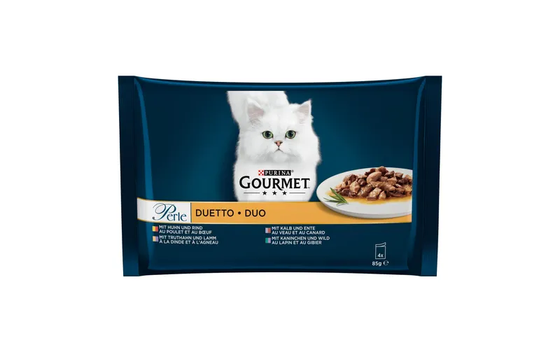 Purina Gourmet Nassfutter Gourmet Perle Rind & Huhn, 4 x 85 g