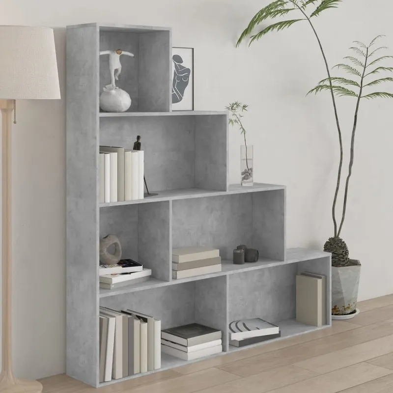 Bücherregal/Raumteiler Betongrau 155x24x160 cm derivato del legno