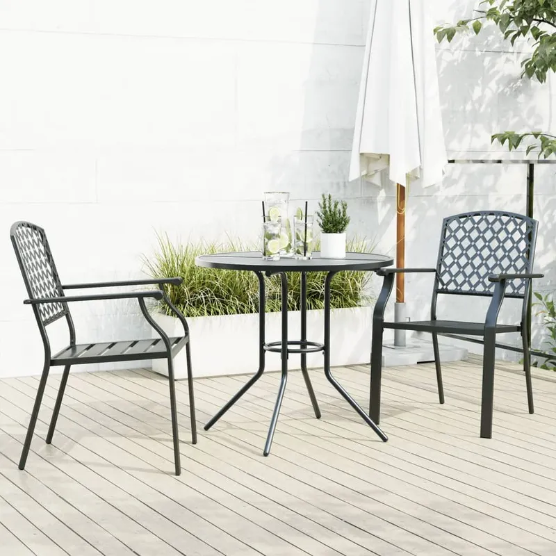 Ensemble de chaises de jardin empilables 3 pcs anthracite