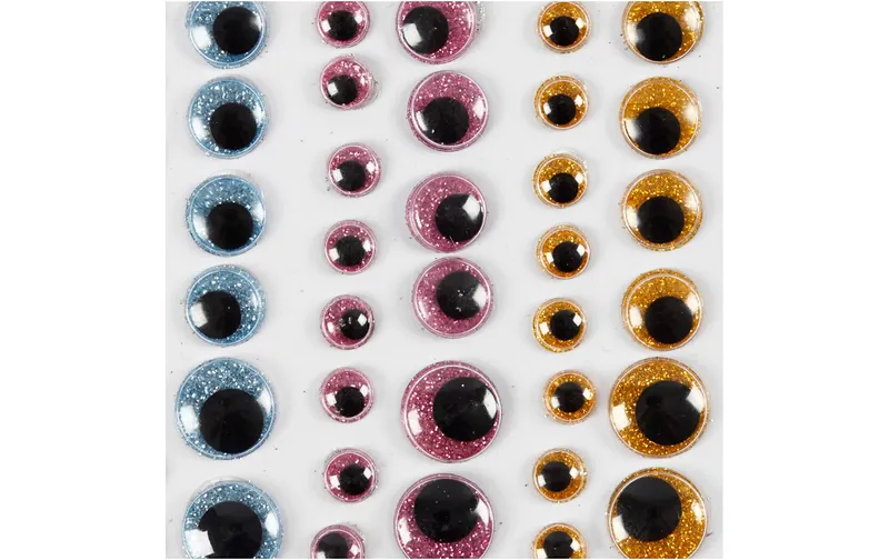 Creativ Company Wackelaugen 8 - 15 mm 54 pièces, Hellblau/rose/Gold