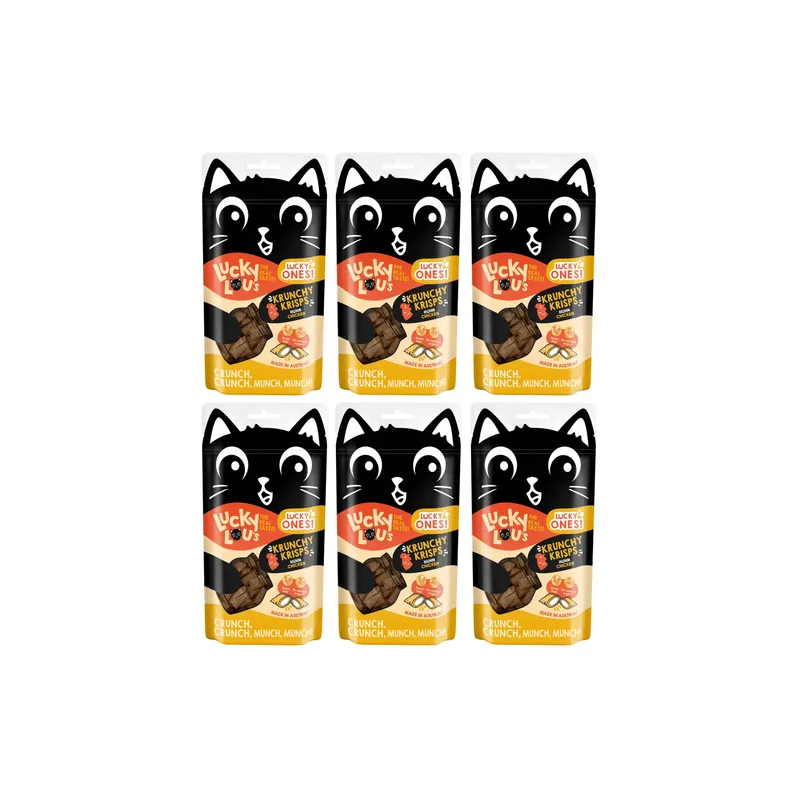 Lucky Lou Katzen-Snack Lucky Ones Krunchy Krisps Huhn, 6 x 60g