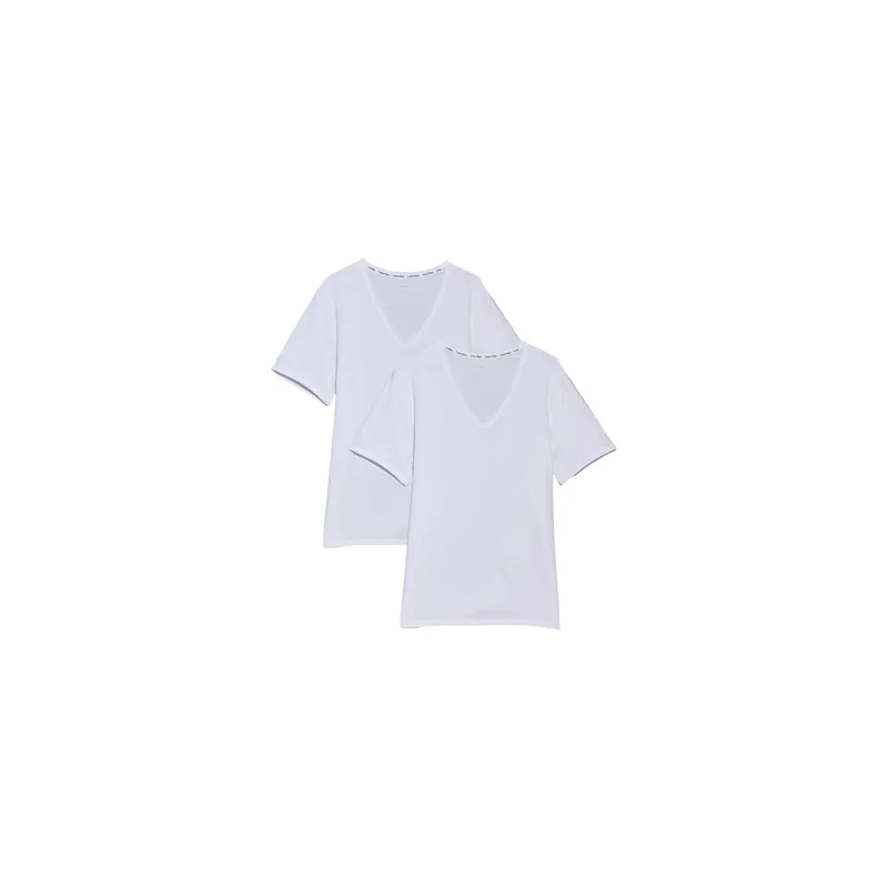 Calvin Klein Wäsche T-Shirt 2P S/S V Neck blanc, M