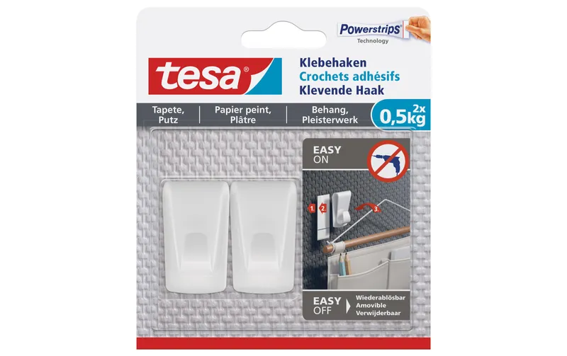 tesa Klebeschraube per Tapeten & Putz 0.5 kg, bianco