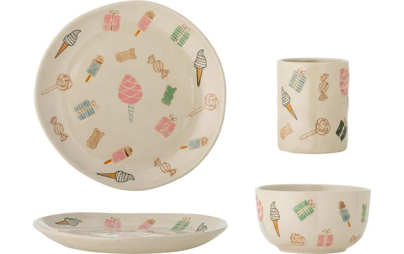 Bloomingville Kindergeschirrset Sweets naturale, Steingut
