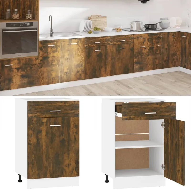 Unterschrank mit Schublade Lyon Räuchereiche 50x46x81,5 cm