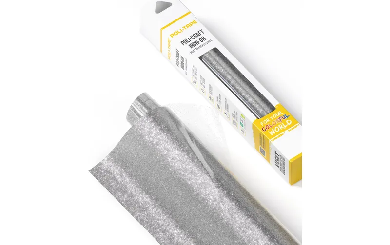 Poli-Tape Aufbügelfolie Pearl Glitter, 30.5 x 61 cm, Silber