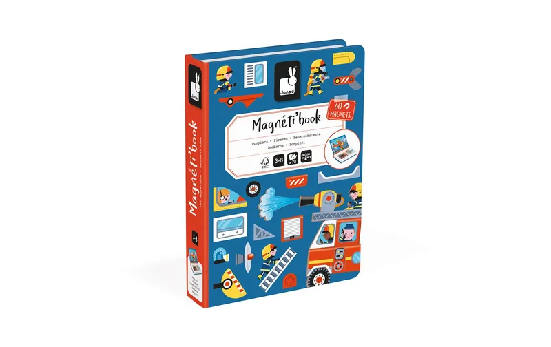 Janod Beschäftigungsspielzeug Magnetbuch Feuerwehr