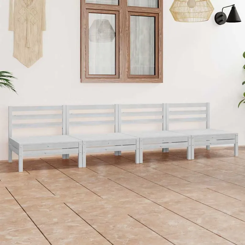 4-tlg. Garten-Lounge-Set bianco Kiefer Massivholz
