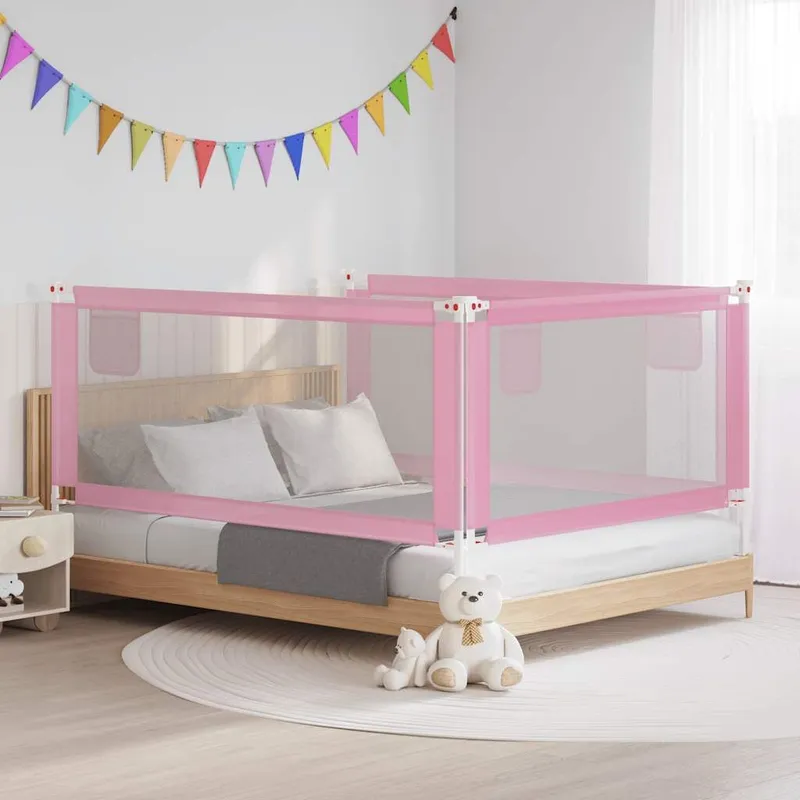 Kleinkind-Bettschutzgitter Rosa 190x25 cm Stoff