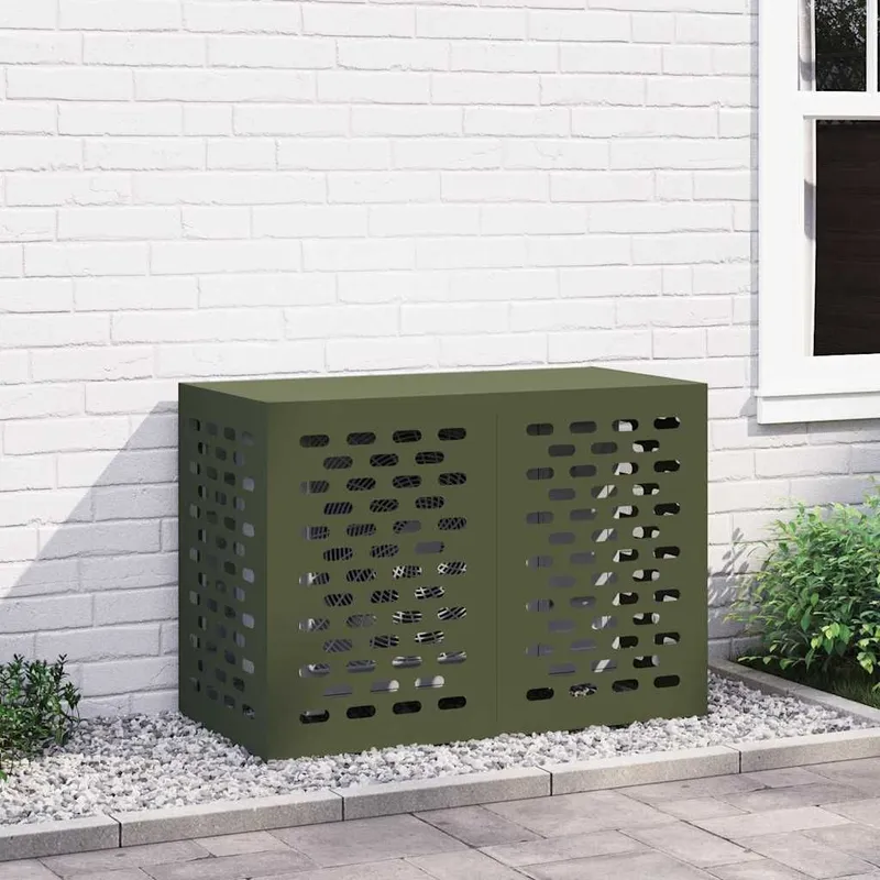Klimaanlagenabdeckung Olivgrün 100 x 50 x 70 cm Stahl