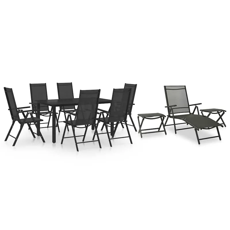 Ensemble à manger de jardin 10 pcs noir et anthracite