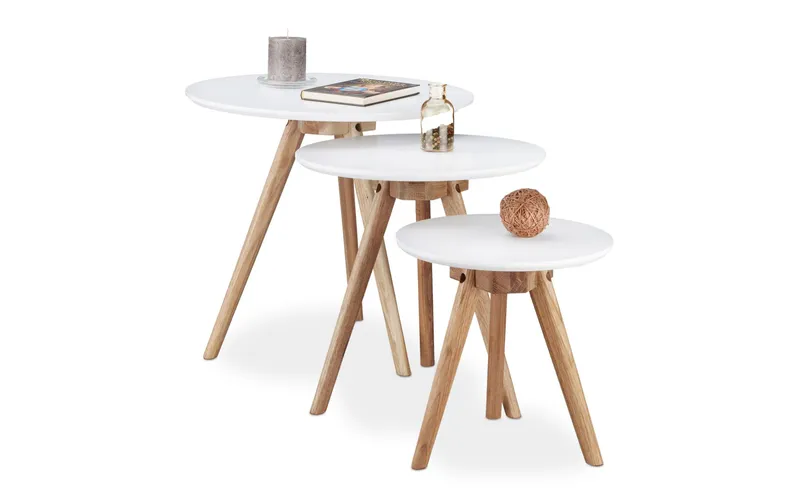 relaxdays Couchtisch 3er Set, marrone/bianco