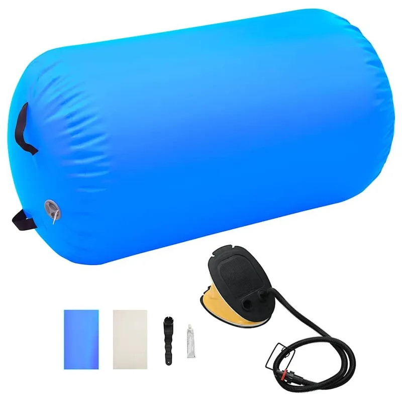 Rouleau gonflable de gymnastique avec pompe 100x60 cm PVC Bleu