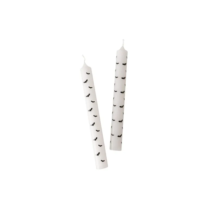 Boltze Kerzen Weiss mit Fledermäusen 2er Set