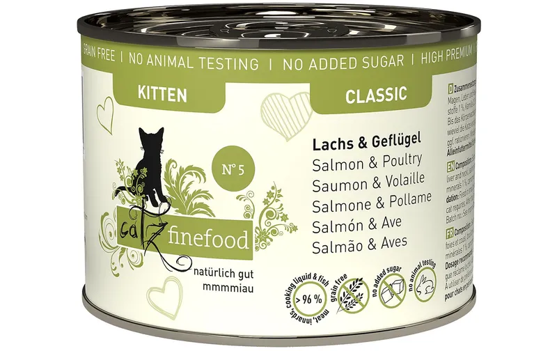 catz finefood Nassfutter Kitten No.05 Lachs & Geflügel, 200 g