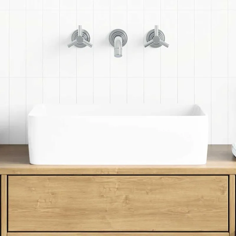 Waschbecken Weiß 48x37x13 cm Keramik Rechteckig