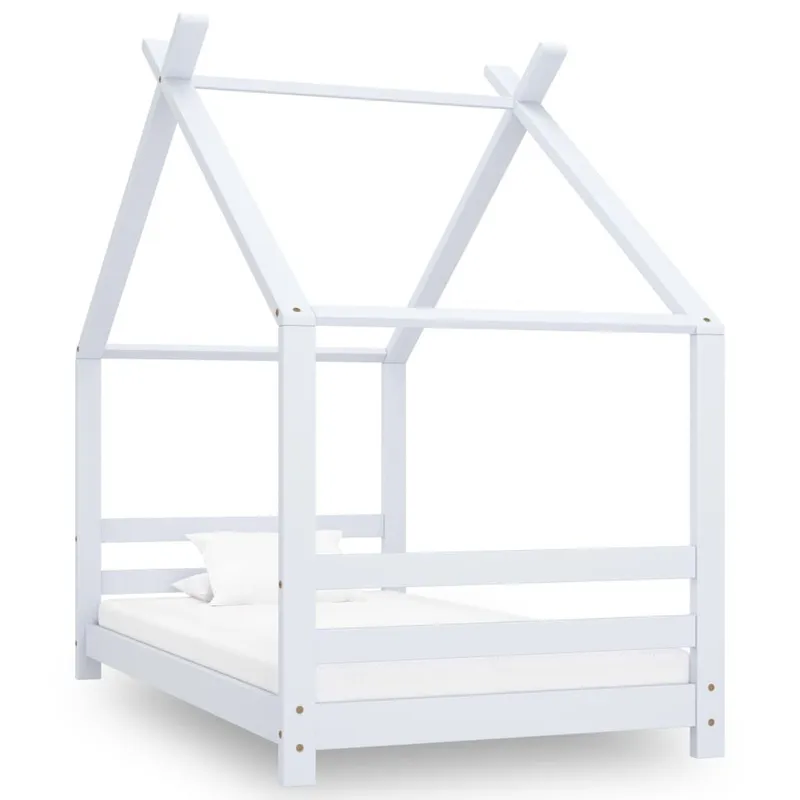 Kinder-Bettgestell bianco legno massiccio pino 80x160 cm