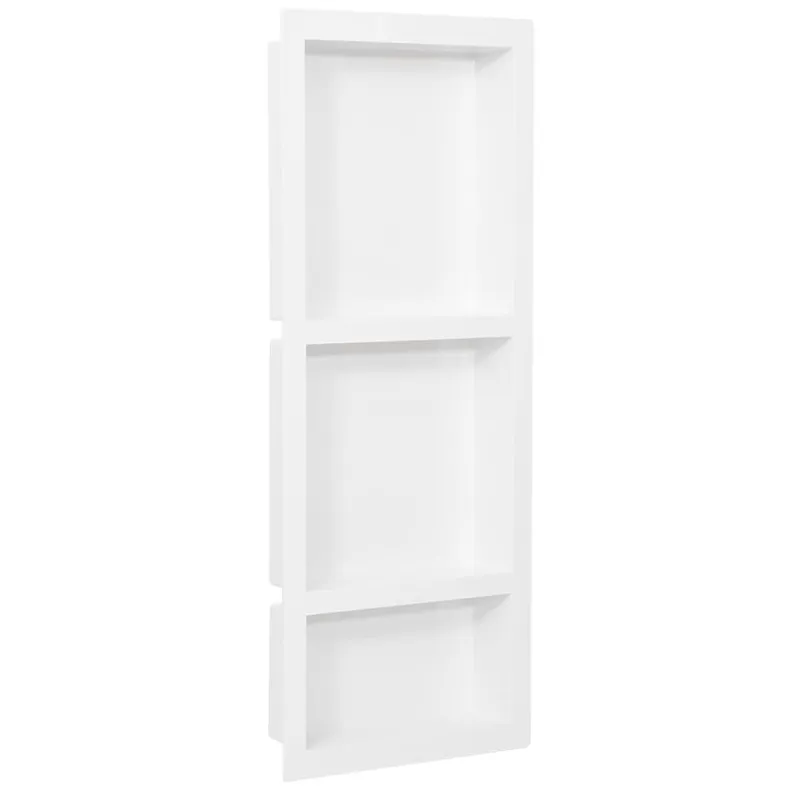 Duschnische mit 3 Fächern Hochglanz-Weiß 41x99x9 cm