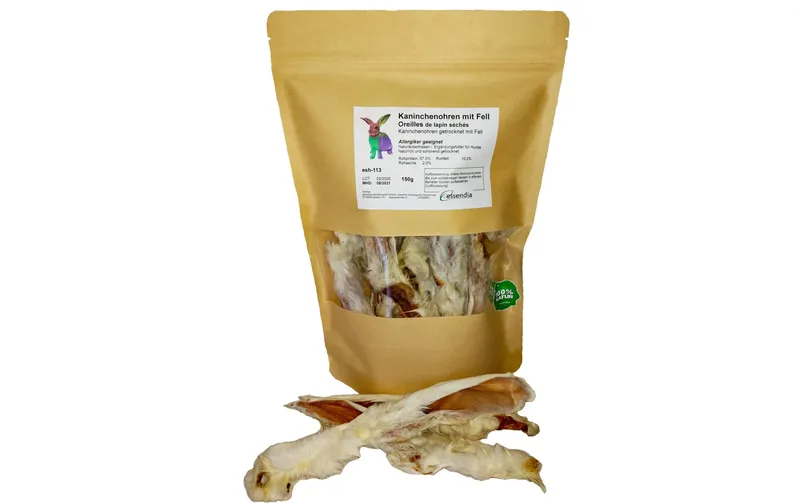essendia Kausnack Kaninchenohren mit Fell, 150 g
