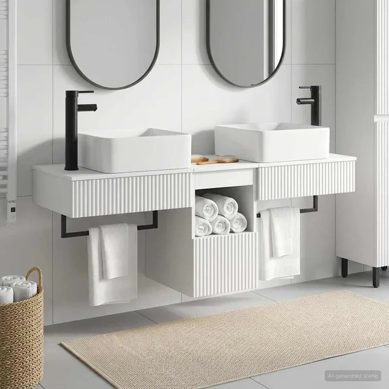 Badezimmermöbel-Set 3 stk. Hochglanz Weiß Holzwerkstoff