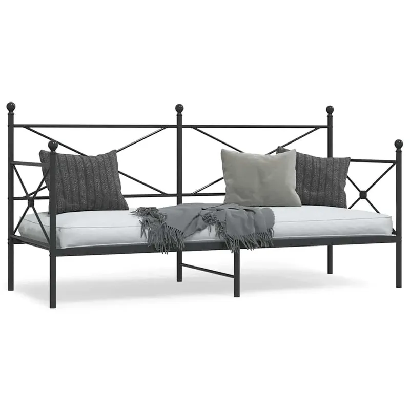 divano letto senza materasso nero 80x200 cm acciaio