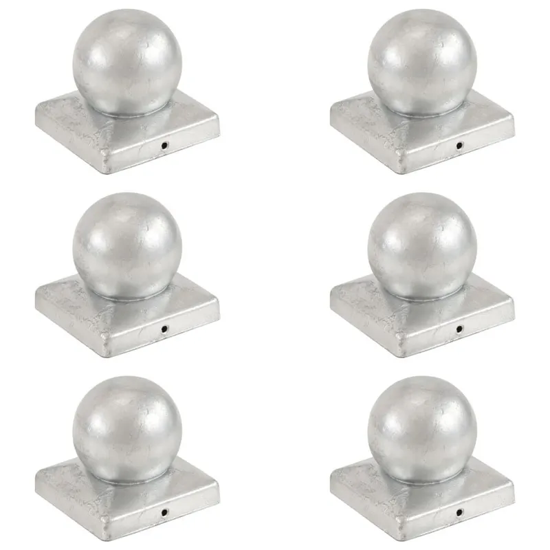 Pfostenkappen 6 Stk. Kugelform Verzinktes Metall 101 x 101 mm