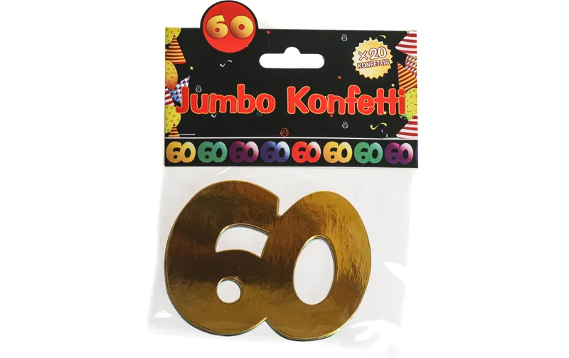 Trendcompany Konfetti 60. Geburtstag 7.5 x 10 cm, multicolore, 20 pièces