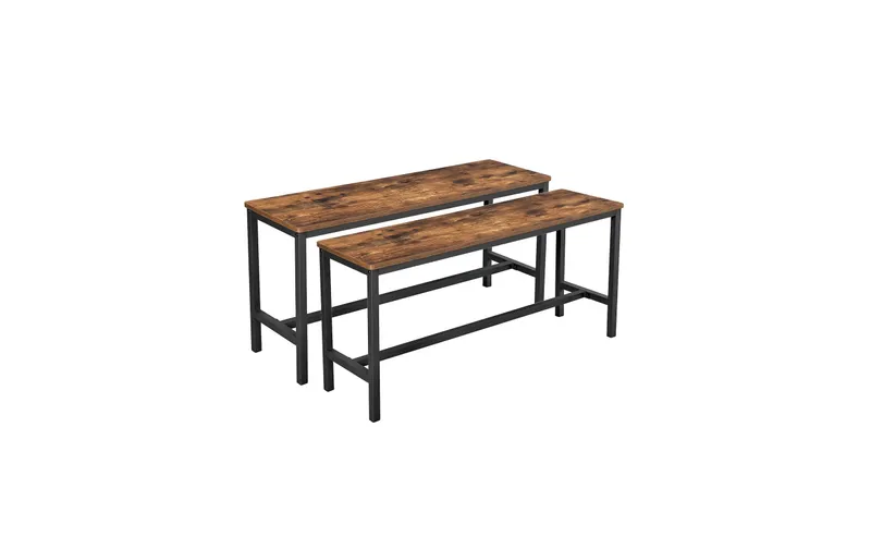 VASAGLE Sitzbank 108 x 50 cm, Vintagebraun-noir, 2er Set