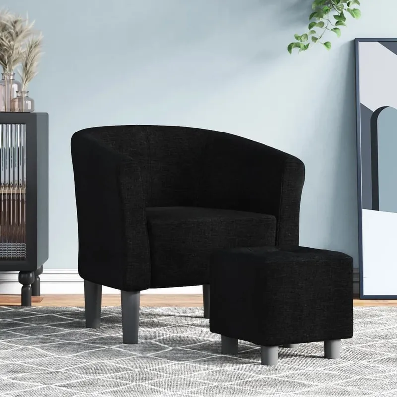 Chaise cabriolet avec repose-pied noir tissu