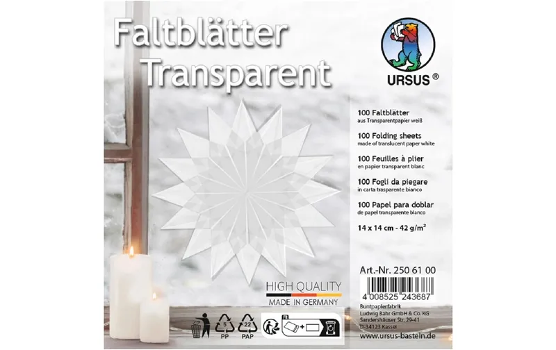 URSUS Faltblätter Origami 14 x 14 cm, 42 g/m², 100 Blatt