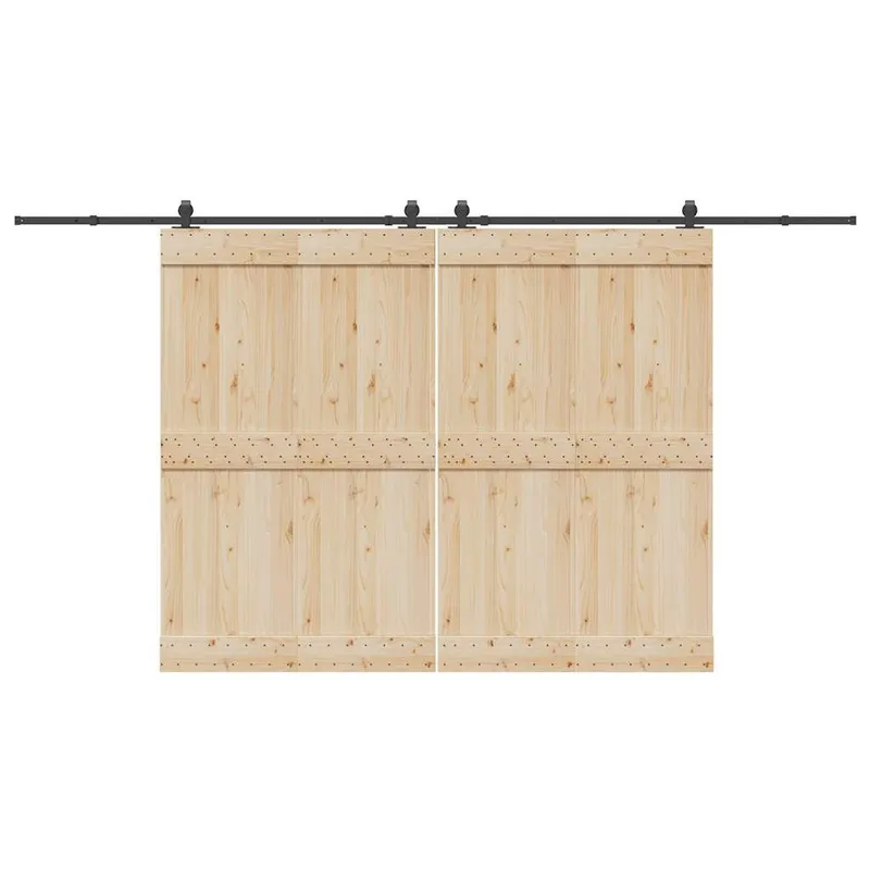 Schiebetürbeschlag-Set 400 cm Stahl Schwarz