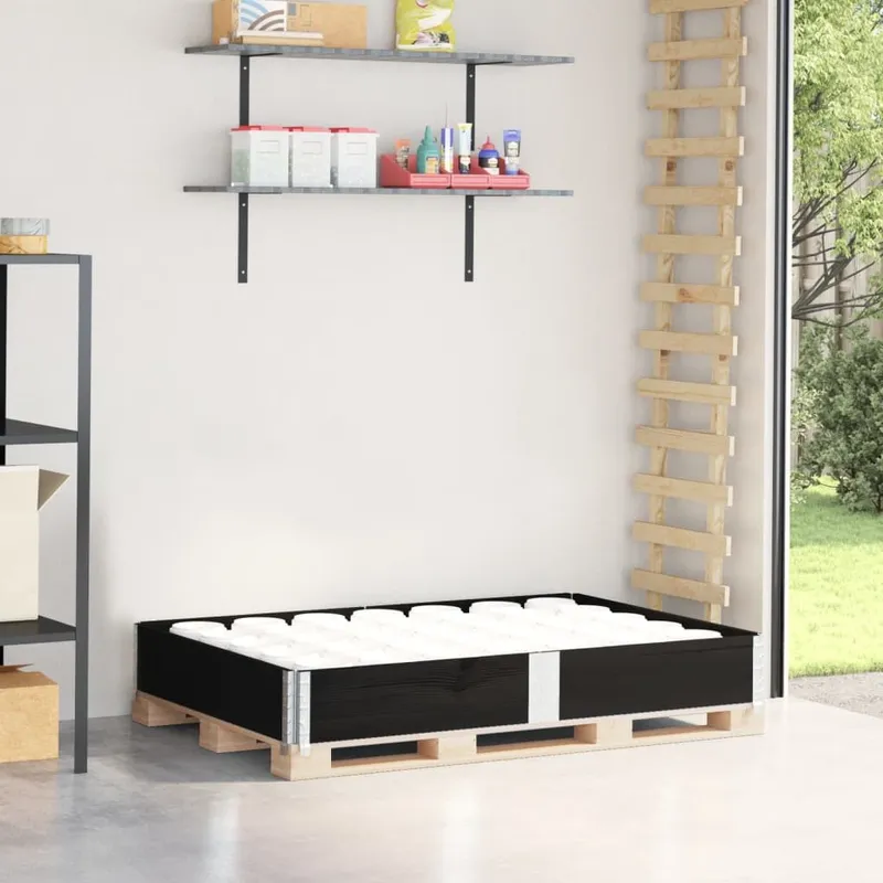 Paletten-Aufsatzrahmen nero 150x100 cm legno massiccio pino
