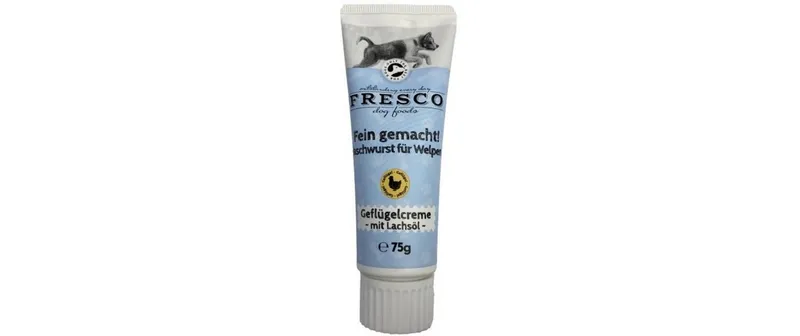 FRESCO Leckerli Naschwurst Welpen Geflügelcreme & Lachsöl, 75 g