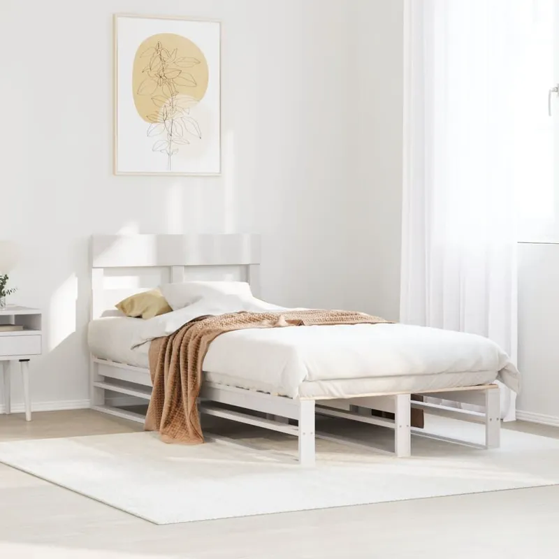 letto in legno massiccio senza materasso bianco 100x200 cm legno di pino