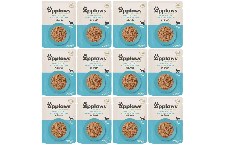 Applaws Nassfutter Pouch Thunfisch & Seebrasse, 12 x 70 g