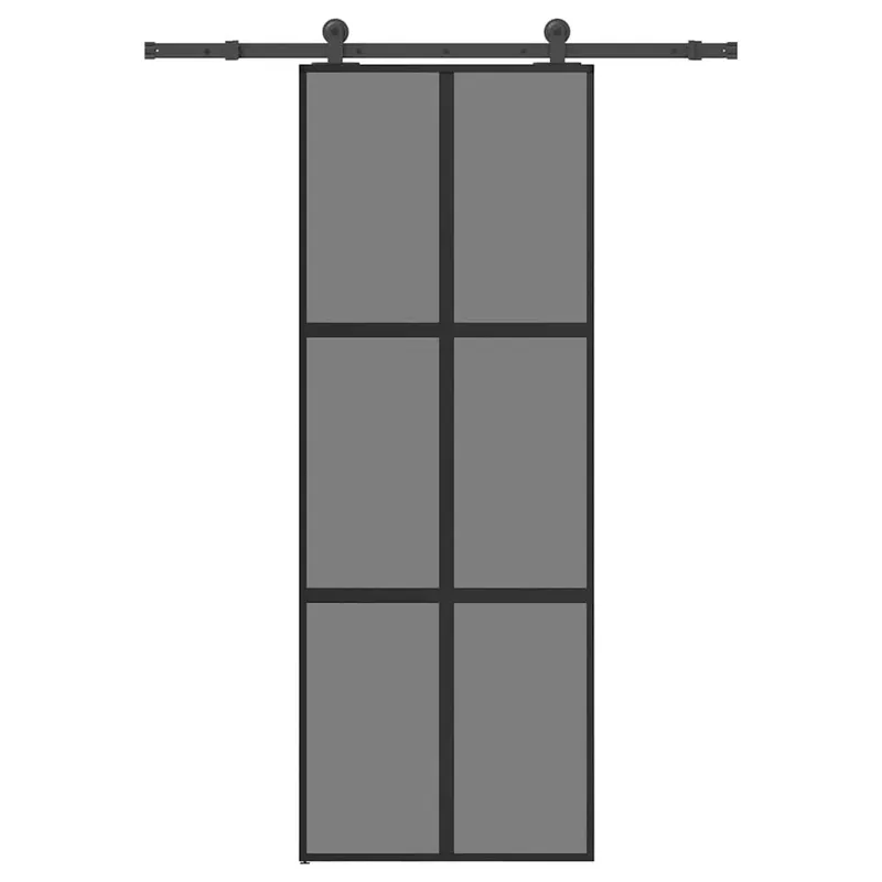 Schiebetür mit Beschlag 76x205 cm Hartglas & Aluminium