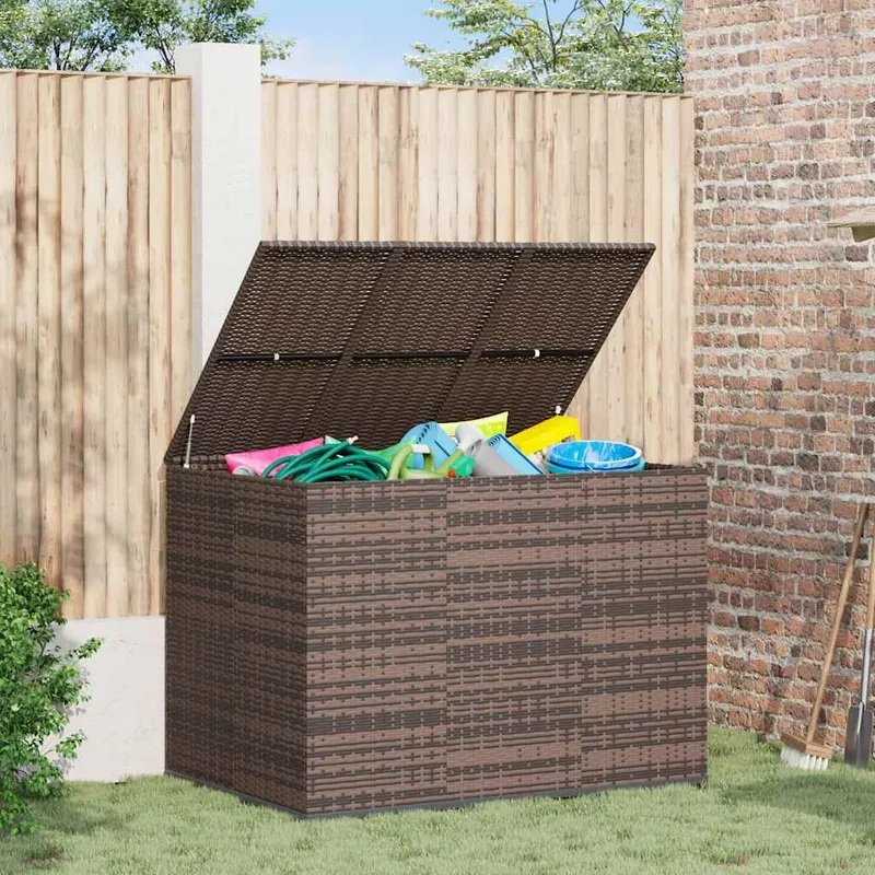 Garten-Kissenbox PE Rattan 145x100x103 cm marrone