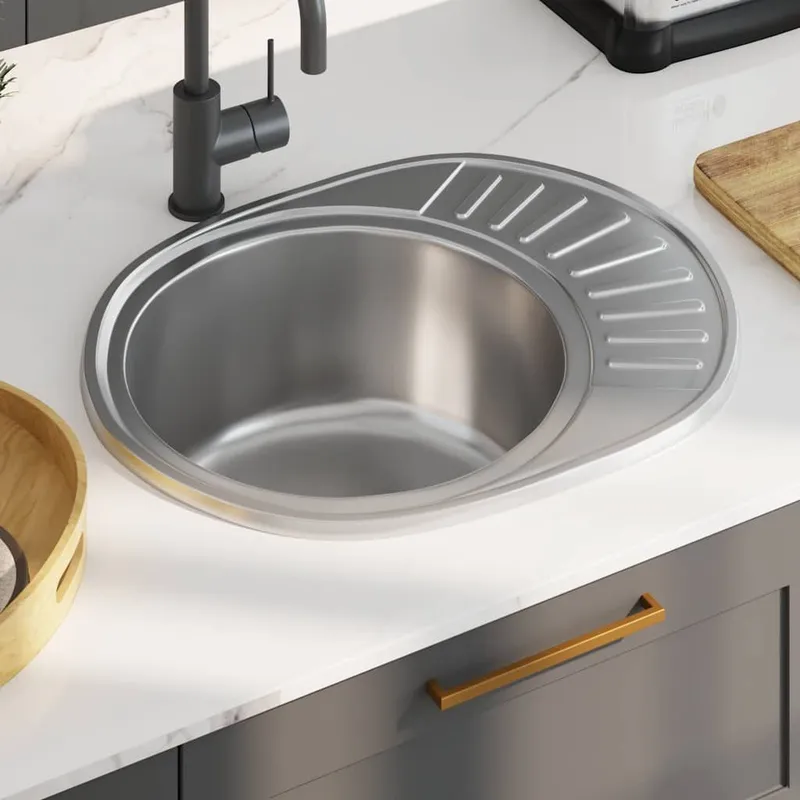 Einbauspüle con Sieb e Siphon Oval acciaio inox