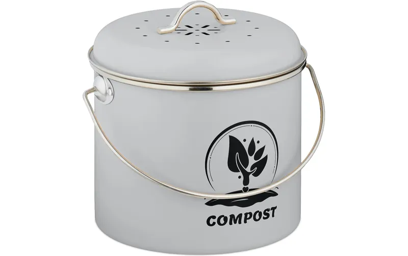 relaxdays Komposteimer 3.5 l, Grau/Silber