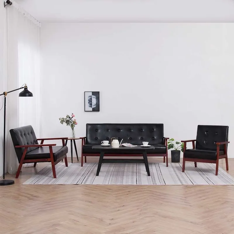 3-tlg. Sofagarnitur nero Kunstleder