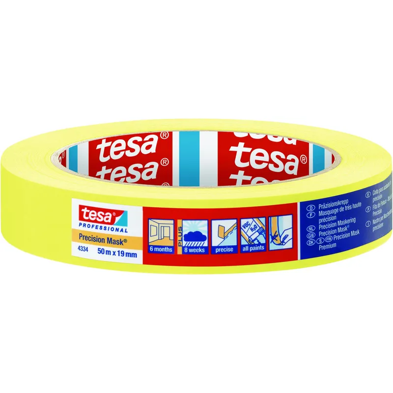 tesa Malerband Precision Mask gelb 50m x 19 mm, Gelb