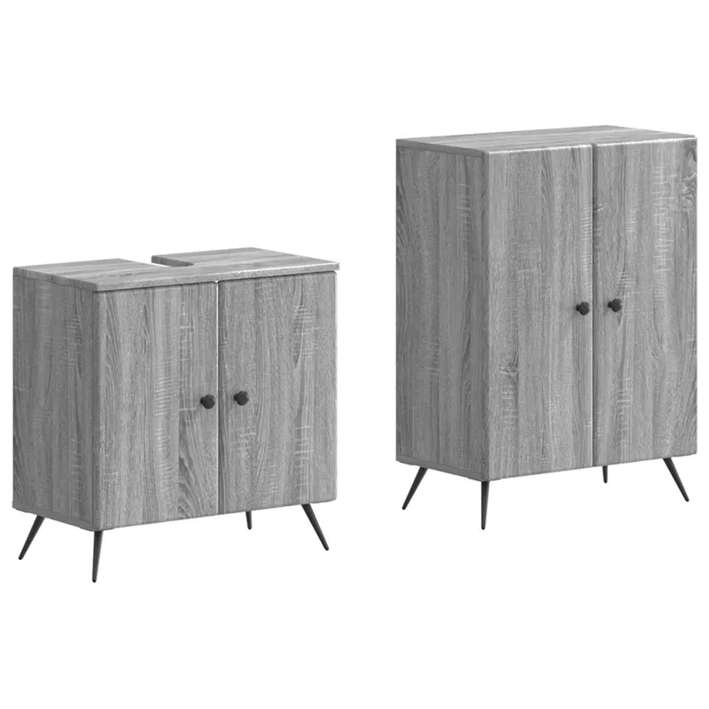 2-teiliges Badezimmer Schrank Set BREDA Sonoma-Grau