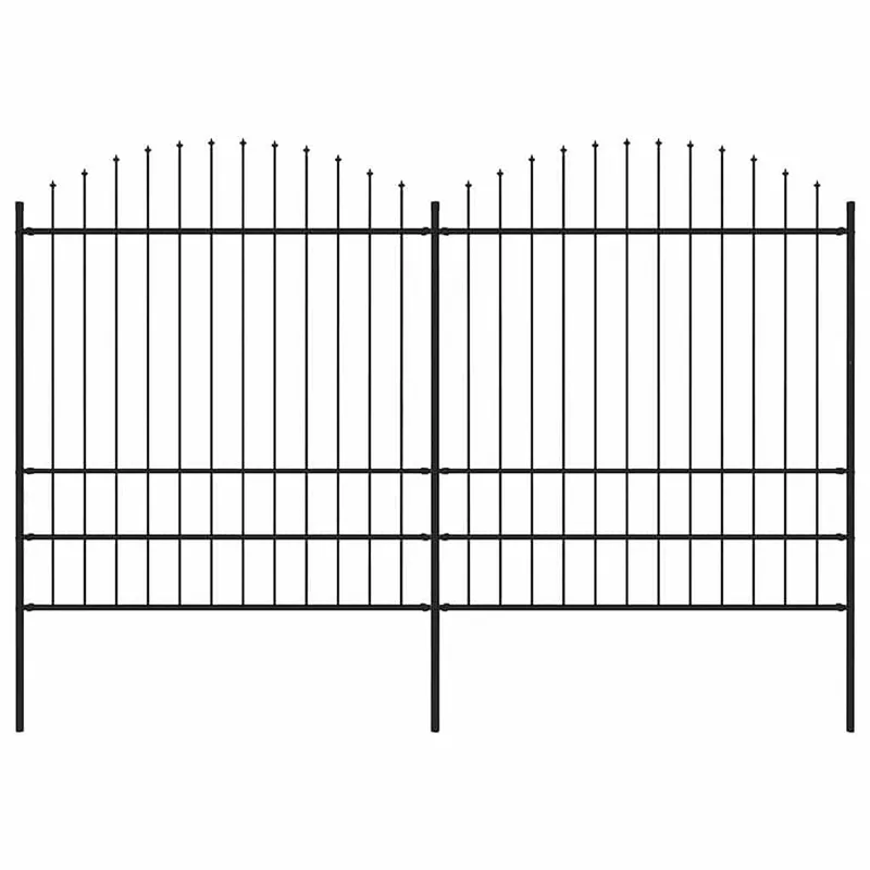 Gartenzaun mit Speerspitze Stahl 337 x 200 cm Schwarz