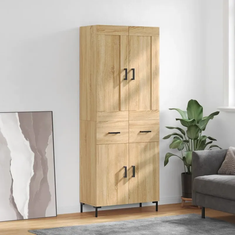 Buffet haut Chêne sonoma 69,5x34x180 cm Bois d'ingénierie