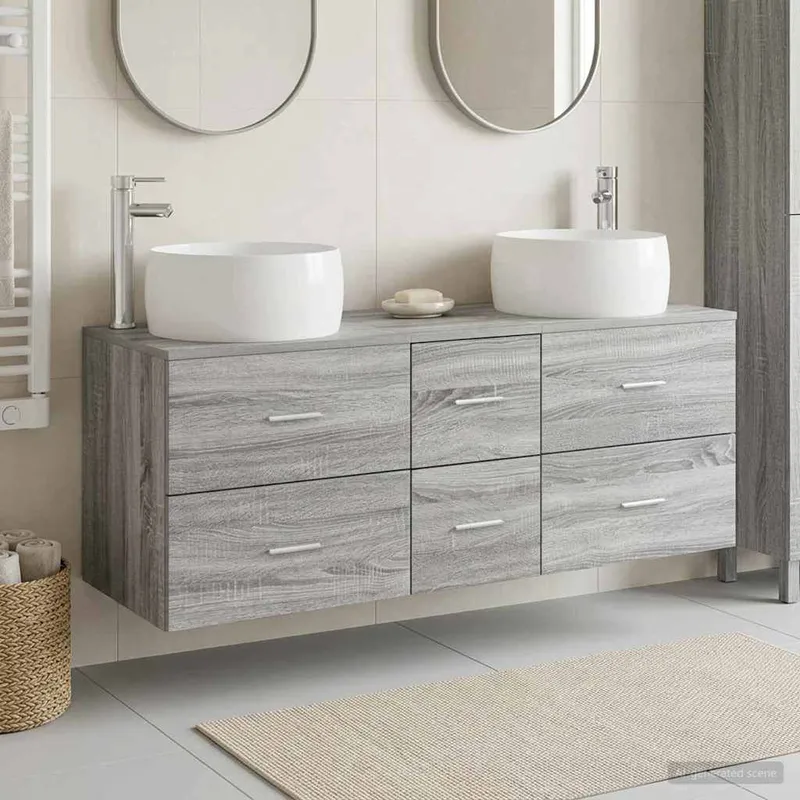 Badezimmermöbel-Set 3 stk. grigio Sonoma 49,5 x 44,5 x 66 cm