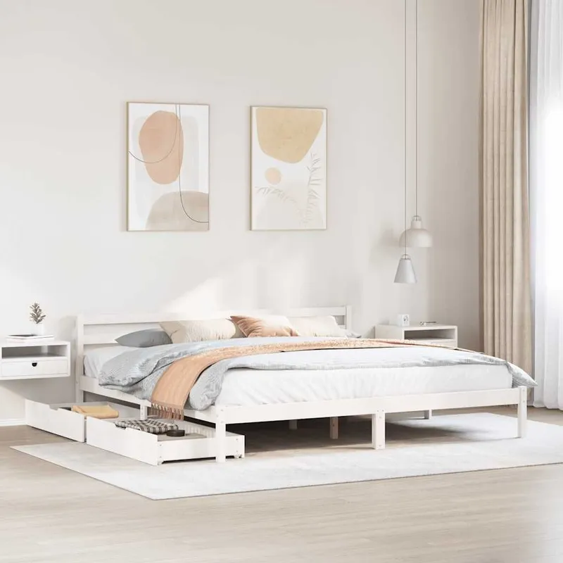 letto in legno massiccio senza materasso bianco 200x200 cm legno di pino